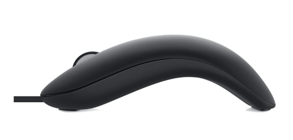 Dell Fingerprint Mouse Side Grip Demonstration - Ergonomic Curve & Non-Slip Side Skirt Design