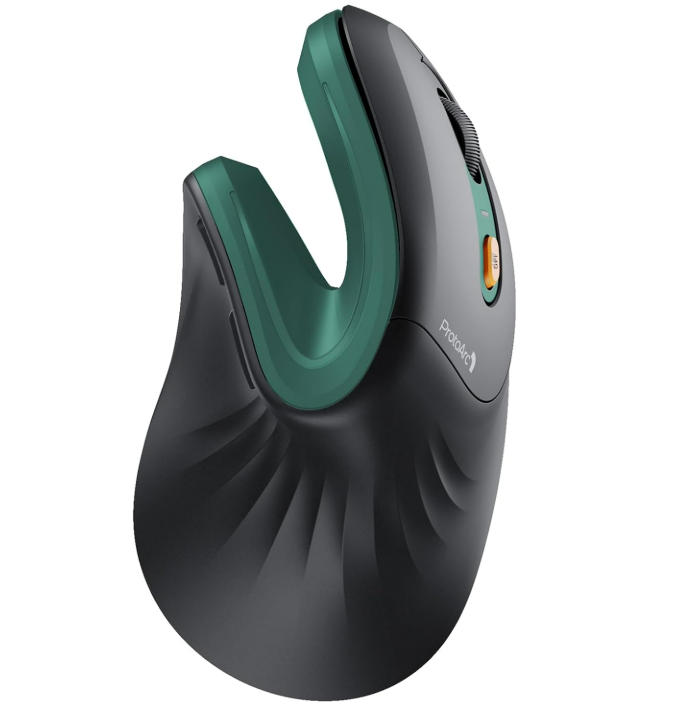 Hand using an ergonomic wireless fingerprint mouse for secure login