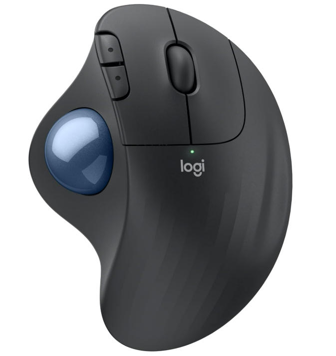 Top view of ergonomic wireless fingerprint mouse highlighting its curves